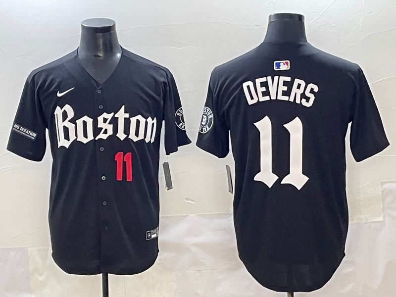 Men 2025 Boston Red Sox #11 Devers Black Five generations Joint Name Nike MLB Jersey style 11->boston red sox->MLB Jersey